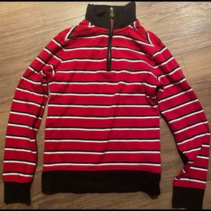 Kids, Polo, half zip pull, black and red stripe
